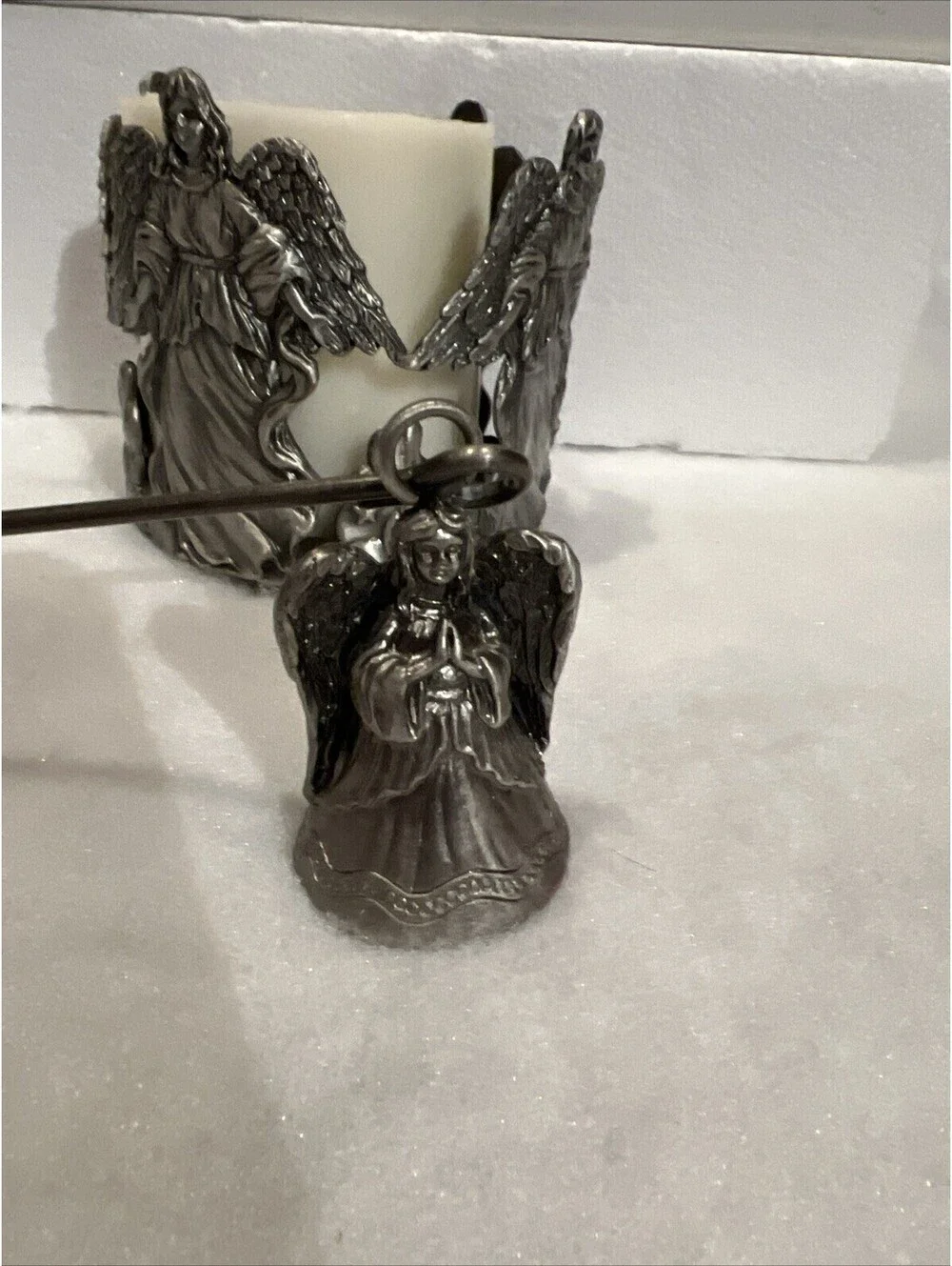 Angel candles set three-piece pewter